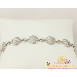 Серебряный браслет полумесяц с камушками 892026с